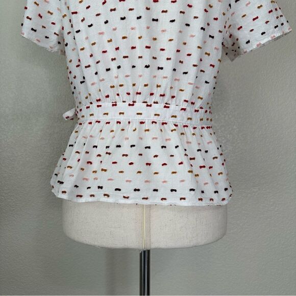 Madewell Alex Dunphy (Ariel Winter) Ruffle-Hem Wrap Clipdot Blouse Top - Picture 10 of 12